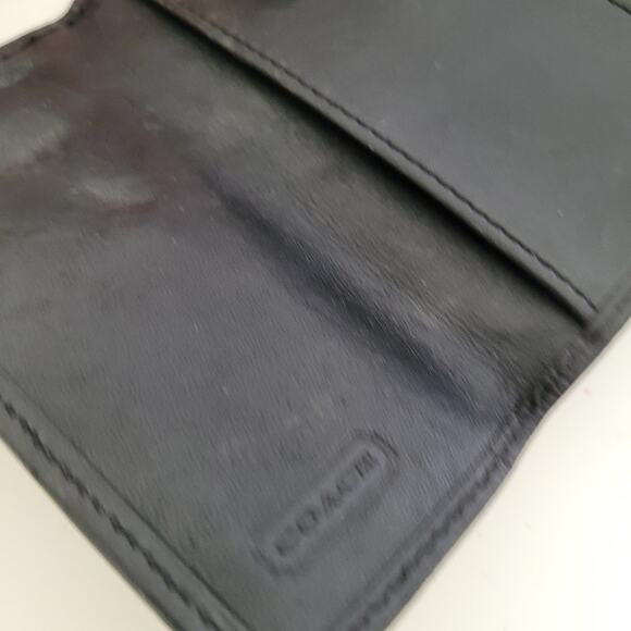 Damaged Coach Wallet Key Case Holder Black Canvas Leather Small - Picture 4 of 8